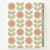  Mid-Century Pastel Pink Retro Floral Pattern Notizblock (Rückseite)