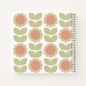  Mid-Century Pastel Pink Retro Floral Pattern Notizblock (Rückseite)