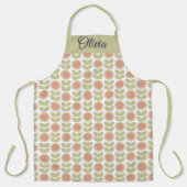  Mid-Century Pastel Pink Retro Floral Pattern Schürze (Vorderseite)