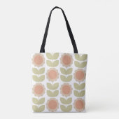  Mid-Century Pastel Pink Retro Floral Pattern Tasche (Rückseite)