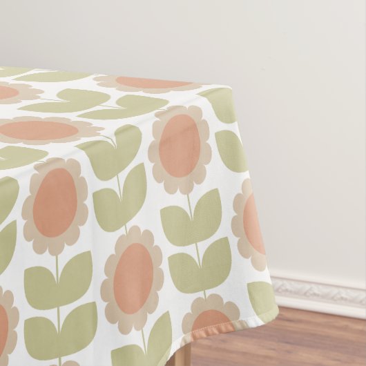 Mid-Century Pastel Pink Retro Floral Pattern Tischdecke (Beispiel)