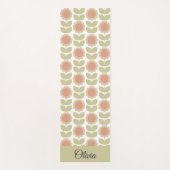  Mid-Century Pastel Pink Retro Floral Pattern Yogamatte (Vorderseite)