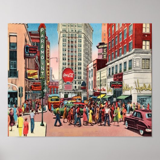 Mid Century Peachtree St. Atlanta Georgia Poster (Vorne)