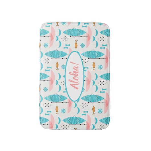 Mid Century Pink Catamaran Badematte (Vorderseite Vertikal)