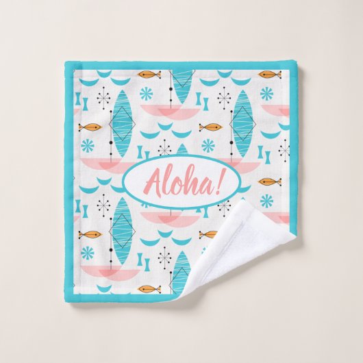 Mid Century Pink Catamaran Badhandtuch Set (Waschlappen)