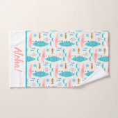 Mid Century Pink Catamaran Badhandtuch Set (Handtuch)