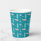 Mid Century Pink Catamaran - Blue Background Pappbecher (Rechts)