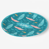 Mid Century Pink Catamaran - Blue Background Pappteller (Schrägansicht)