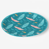 Mid Century Pink Catamaran - Blue Background Pappteller (Schrägansicht)