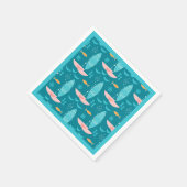 Mid Century Pink Catamaran - Blue Background Serviette (Ecke)