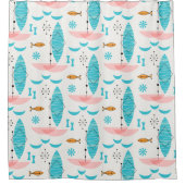 Mid Century Pink Catamaran Duschvorhang (Vorderseite)