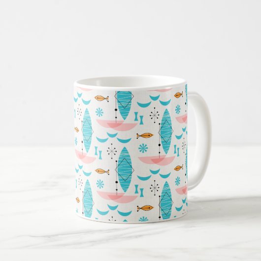 Mid Century Pink Catamaran Kaffeetasse (VorderseiteRechts)