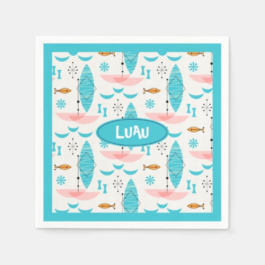 Mid Century Pink Catamaran Serviette (Vorderseite)