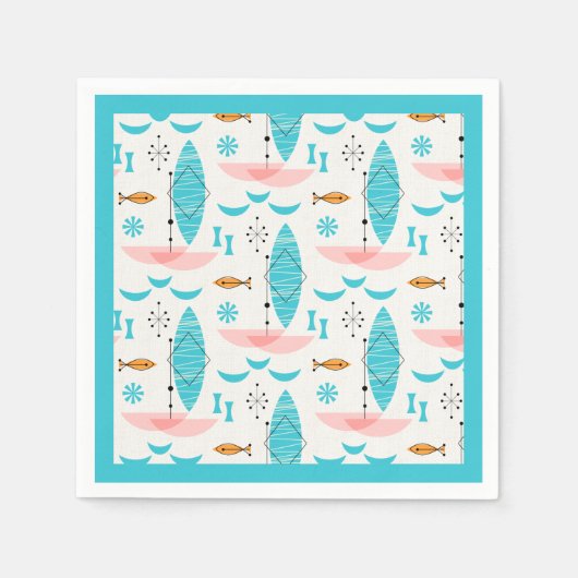 Mid Century Pink Catamaran Serviette (Vorderseite)