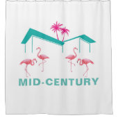 MID-CENTURY Pink Flamingos Duschvorhang (Vorderseite)