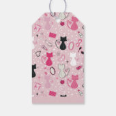 Mid Century Pink Heart Cats Birthday Geschenkanhänger (Rückseite)