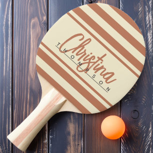 Mid-Century Polo Banner Blassrosa Gemalter Name Tischtennis Schläger