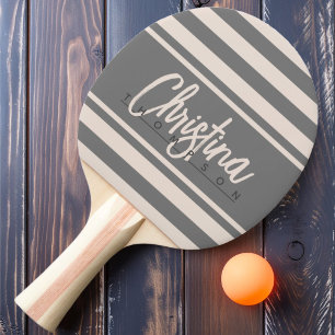 Mid-Century Polo Banner Sandcastle Pink Name Tischtennis Schläger