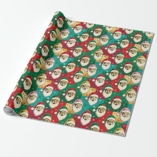 Mid-Century Pop-Art-Weihnachtsmann-Gesicht Weihnac Geschenkpapier
