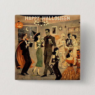 Mid Century Retro 40er Halloween Martini-Party Button