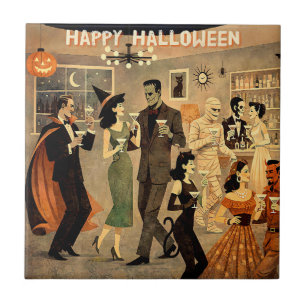 Mid Century Retro 40er Halloween Martini-Party Fliese