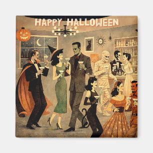 Mid Century Retro 40er Halloween Martini-Party Magnet