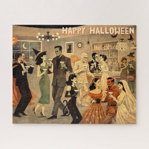 Mid Century Retro 40er Halloween Martini-Party Puzzle