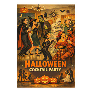 Mid Century Retro 50er Halloween Martini-Party Fotodruck