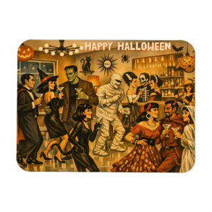 Mid Century Retro 50er Halloween Martini-Party Magnet