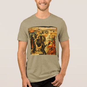 Mid Century Retro 50er Halloween Martini-Party Tri-Blend Shirt