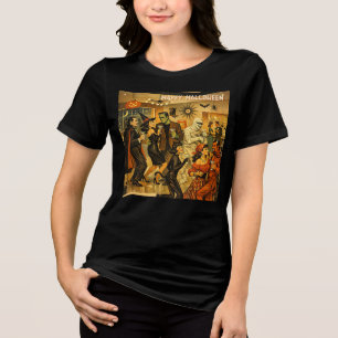 Mid Century Retro 50er Halloween Martini-Party Tri-Blend Shirt