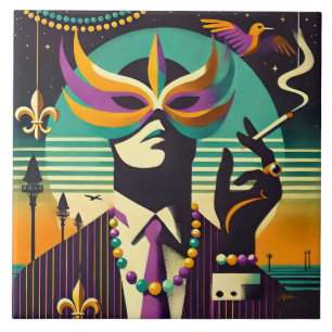Mid Century Retro 60er Jahre Mardi Gras Der rauche Fliese