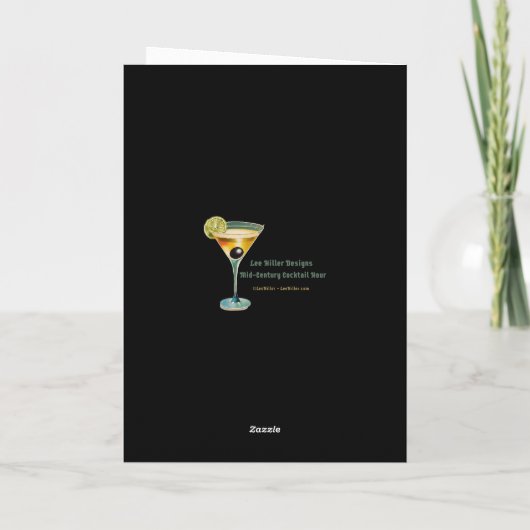 Mid Century Retro 60er Mardi Gras Cocktail Party Karte (Rückseite)