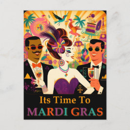Mid Century Retro 60er Mardi Gras Cocktail Party Postkarte