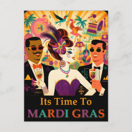 Mid Century Retro 60er Mardi Gras Cocktail Party Postkarte
