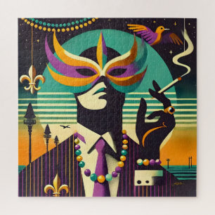 Mid Century Retro 60er Mardi Gras Der rauchende Ma Puzzle