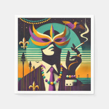 Mid Century Retro 60er Mardi Gras Der rauchende Ma
