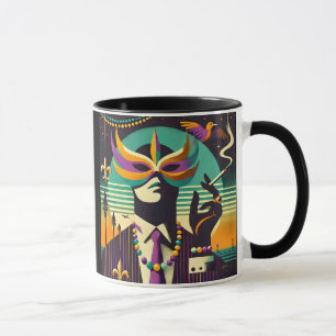 Mid Century Retro 60er Mardi Gras Der rauchende Ma Tasse