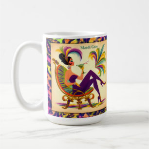 Mid Century Retro 60er Mardi Gras Martini Frau Kaffeetasse