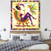 Mid Century Retro 60s Mardi Gras Martini Woman Leinwanddruck (Insitu (Schlafzimmer))