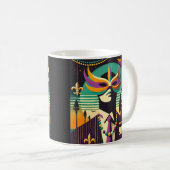 Mid Century Retro 60s Mardi Gras The Smoking Man Kaffeetasse (VorderseiteRechts)