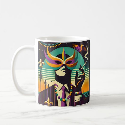 Mid Century Retro 60s Mardi Gras The Smoking Man Kaffeetasse (Links)