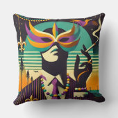 Mid Century Retro 60s Mardi Gras The Smoking Man Kissen (Rückseite)