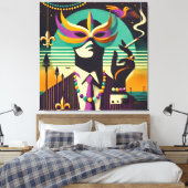 Mid Century Retro 60s Mardi Gras The Smoking Man Leinwanddruck (Insitu (Schlafzimmer))