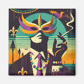Mid Century Retro 60s Mardi Gras The Smoking Man Magnet (Vorne)