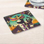 Mid Century Retro 60s Mardi Gras The Smoking Man Rechteckiger Pappuntersetzer (angewinkelt)