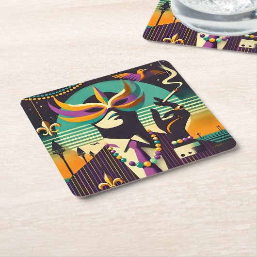 Mid Century Retro 60s Mardi Gras The Smoking Man Rechteckiger Pappuntersetzer (angewinkelt)