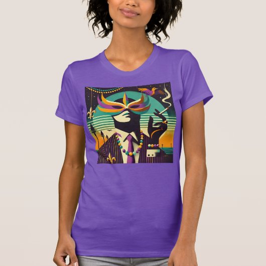 Mid Century Retro 60s Mardi Gras The Smoking Man T-Shirt (Vorderseite)