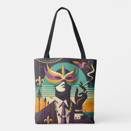 Mid Century Retro 60s Mardi Gras The Smoking Man Tasche (Rückseite)