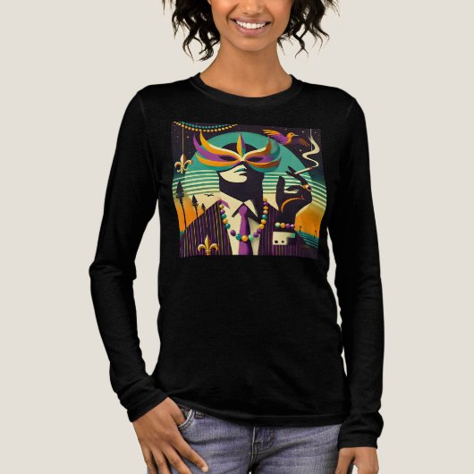 Mid Century Retro 60s Mardi Gras The Smoking Man Tri-Blend Shirt (Vorderseite)